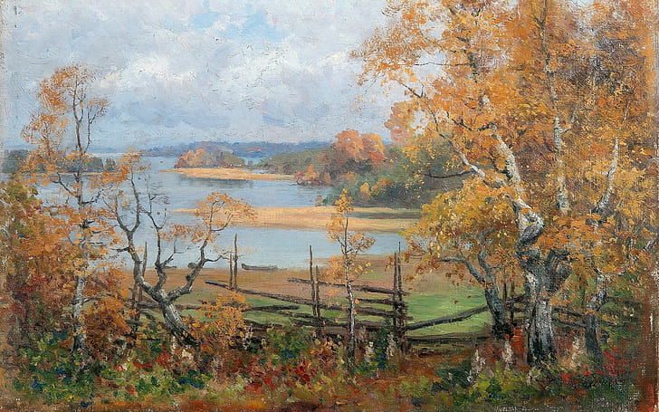 Autumn mood, Ellen Favorin, Finnish artist, Finnish painter, oil on canvas, HD wallpaper