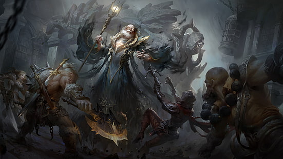Videogame, Diablo: Imortal, Bárbaro (Diablo III), Caçador de Demônios (Diablo III), Monge (Diablo III), HD papel de parede HD wallpaper