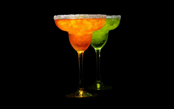 напиток, коктейли, стакан, апельсин, зелень, HD обои