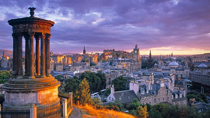 эдинбург, шотландия, великобритания, европа, вид, панорама, городской пейзаж, HD обои