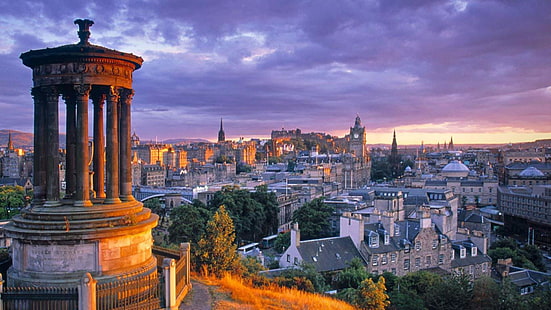 эдинбург, шотландия, великобритания, европа, вид, панорама, городской пейзаж, HD обои HD wallpaper