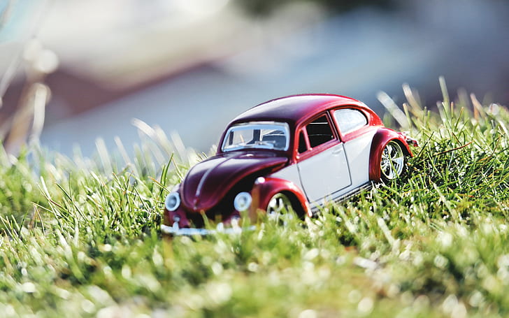 природа, лято, играчка кола, кола, трева, слънчева светлина, малък, природа, лято, играчка кола, малък, трева, слънчева светлина, HD тапет