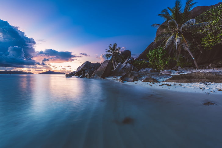 Seychelles, cielo, La digue, mar, tropical, Fondo de pantalla HD