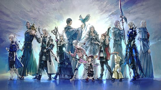 Final Fantasy XIV: A Realm Reborn, Final Fantasy XIV: Shadowbringers, Scions, seni video game, karakter video game, Square Enix, Wallpaper HD HD wallpaper