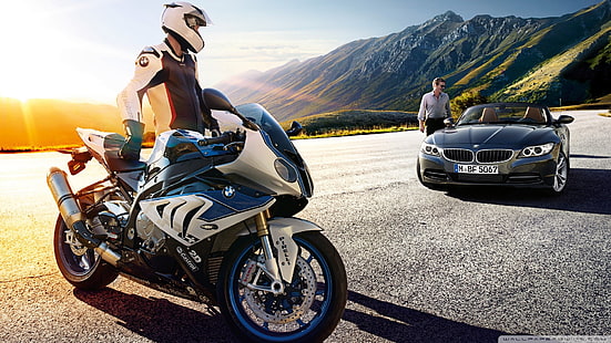 BMW สปอร์ตไบค์สีขาวและน้ำเงิน, BMW, s1000rr, hp4, รถจักรยานยนต์, รถยนต์, ซูเปอร์คาร์, BMW S 1000 RR, BMW S1000RR, วอลล์เปเปอร์ HD HD wallpaper