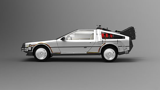 szare coupe, samochód, film, wehikuł czasu, Delorean, Powrót do przyszłości, DeLorean, Tapety HD HD wallpaper