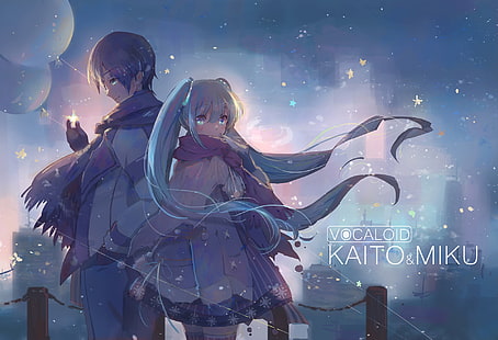 Аниме, Vocaloid, Hatsune Miku, Kaito (Vocaloid), HD тапет HD wallpaper