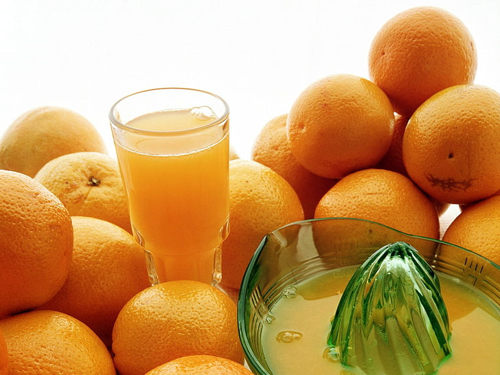 green glass fruit press, orange, juicer, citrus, fresh, HD wallpaper