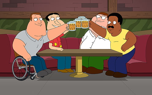 Family Guy, öl, Glenn Quagmire, Joe Swanson, Peter Griffin, Cleveland Brown, bar, HD tapet HD wallpaper