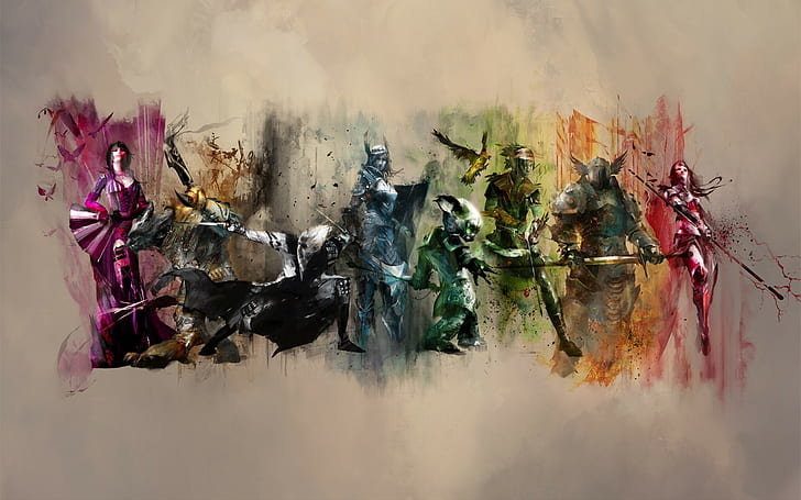 warrior digital art painting guild wars 2, HD wallpaper
