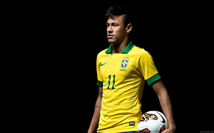 Neymar 2014 FIFA World cup, men's yellow and green nike soccer jersey shirt, neymar, football, fifa, 2014, sport, celebrity, HD wallpaper