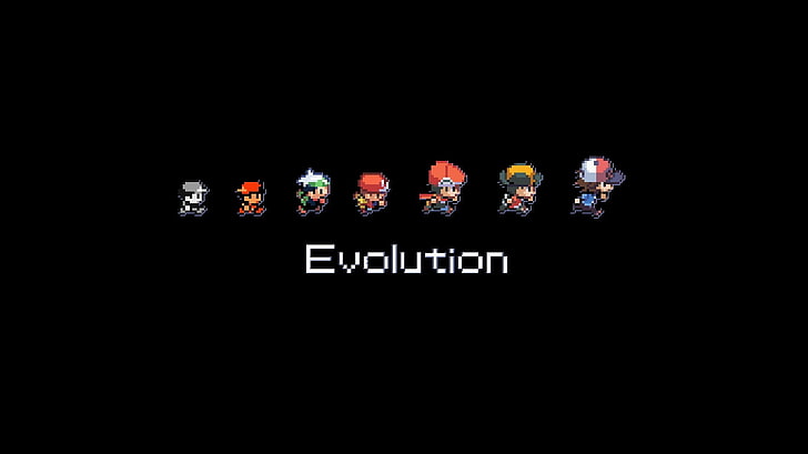 Nintendo Pokemon GameBoy Эволюция Эш Кетчум черный фон 1366x768 Аниме Покемон HD Art, покемон, Nintendo, HD обои