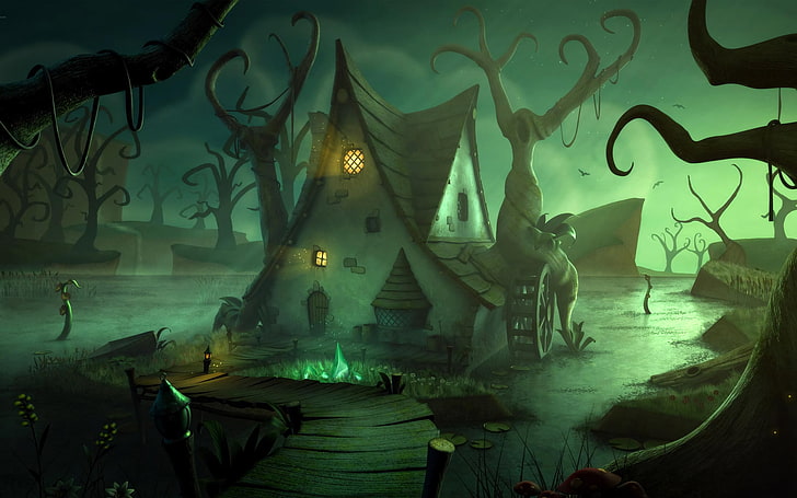 Fantasy, House, Halloween, Swamp, HD wallpaper