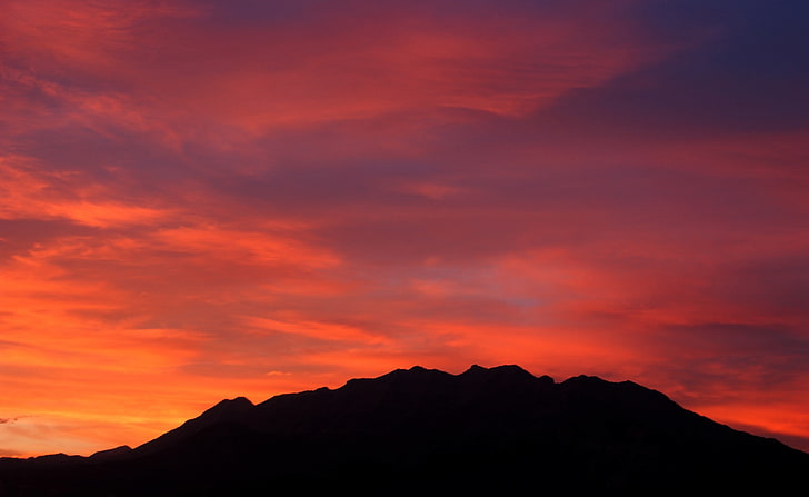 Залез - връх Тимпаногос, розови облаци, САЩ, Юта, планина, залез, Тимпаногос, HD тапет