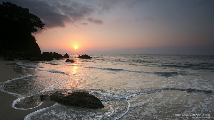 Coastal Sunset, Puerto Vallarta, Mexico, Beaches, HD wallpaper
