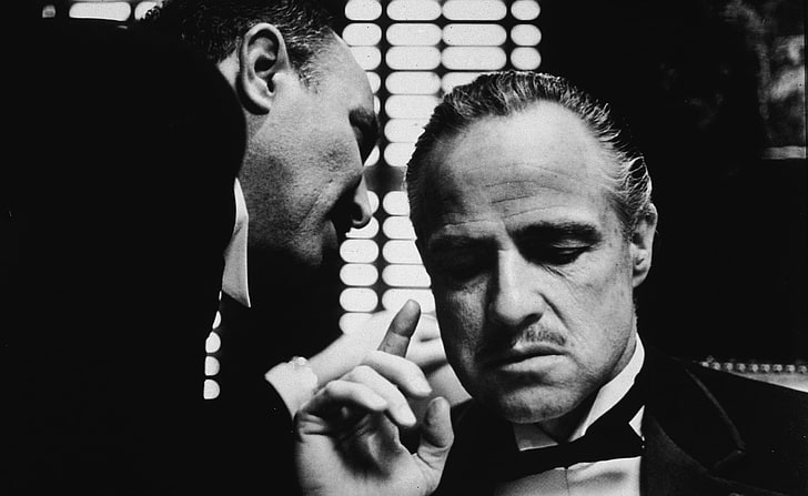 Godfather Marlon Brando HD Wallpaper, men's bowtie grayscale photo, Movies, Other Movies, Godfather, Marlon, Brando, HD wallpaper