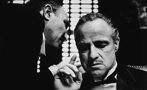 Godfather Marlon Brando HD Wallpaper, herrfluga gråskala foto, filmer, andra filmer, Godfather, Marlon, Brando, HD tapet HD wallpaper