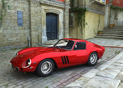 червено Porsche купе, кола, Ferrari, Ferrari 250 GTO, класически автомобил, HD тапет HD wallpaper