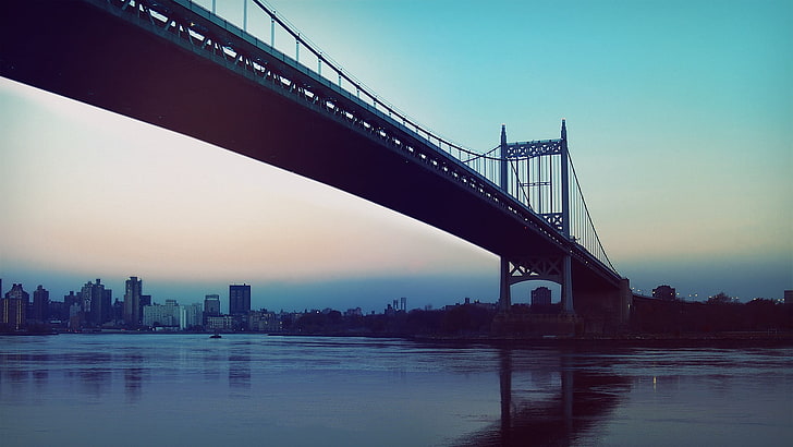 ブルックリン橋、建物、都市景観、水、橋、 HDデスクトップの壁紙