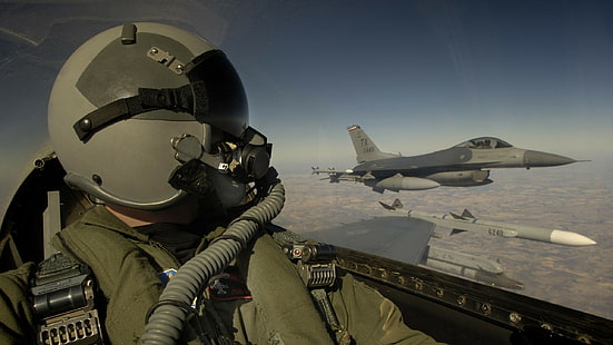 General Dynamics F-16 Fighting Falcon, US Air Force, kokpit, pilot, Tapety HD HD wallpaper