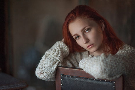 Vladislava Masko, wanita, model, berambut merah, wajah, potret, Wallpaper HD HD wallpaper