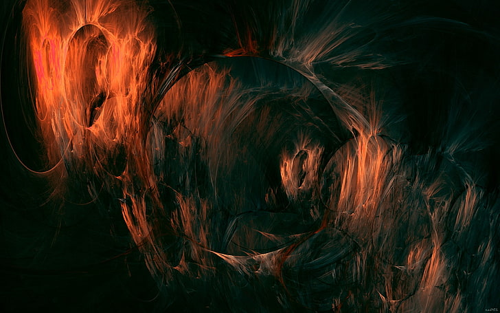 fractal, dark, fire, Abstract, HD wallpaper