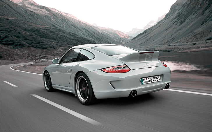 серый купе, суперкар, спорткар, белый, Porsche, 911 Sport Classic, Porsche 997, HD обои