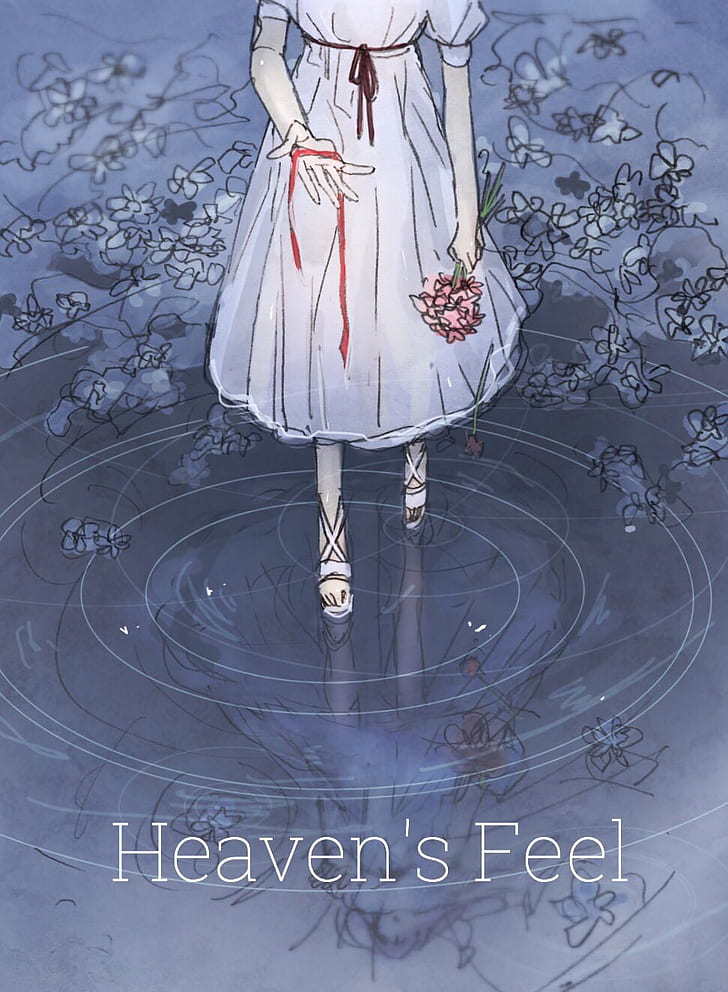 Fate Series, Fate / Stay Night, fate / stay night: sensação do céu, meninas anime, vestido branco, Matou Sakura, arte dos fãs, arte digital, rosas, HD papel de parede, papel de parede de celular