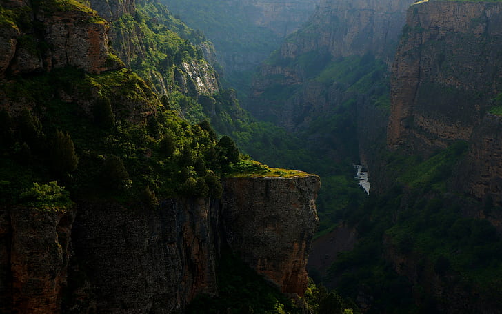montagne, arrière-plans de canyon, falaise, rivière, télécharger 3840x2400 montagne, Fond d'écran HD