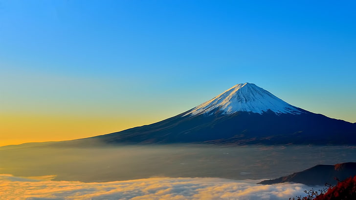 Monte Fuji, paisaje, Monte Fuji, Japón, niebla, Fondo de pantalla HD