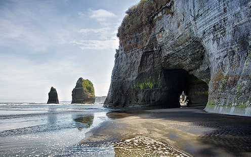 Cave Beach Rock Stone Ocean HD, ธรรมชาติ, มหาสมุทร, ชายหาด, หิน, หิน, ถ้ำ, วอลล์เปเปอร์ HD HD wallpaper