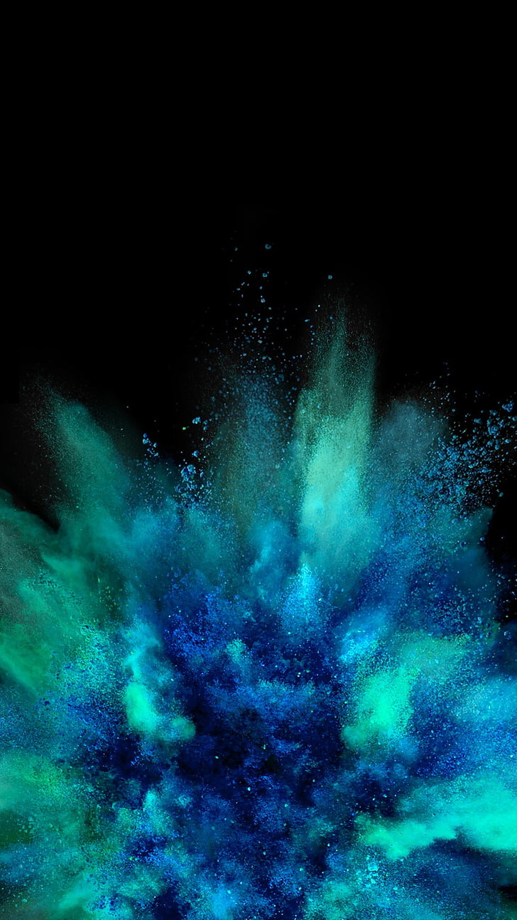 polvo azul y verde, verde azulado y polvos azules, polvo, explosión, colorido, Fondo de pantalla HD, fondo de pantalla de teléfono