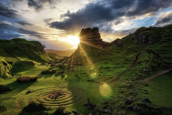 solnedgång, Skottland, Isle of Skye, HD tapet