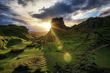 puesta de sol, Escocia, Isla de Skye, Fondo de pantalla HD HD wallpaper