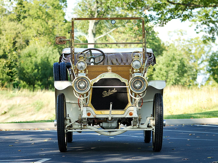 1909, luxury, model 18, packard, retro, touring, wheel, HD wallpaper