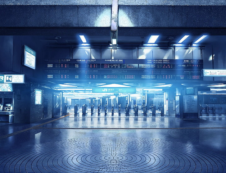 Digitale Tapete des leeren Gebäudes, U-Bahn, Japan, HD-Hintergrundbild