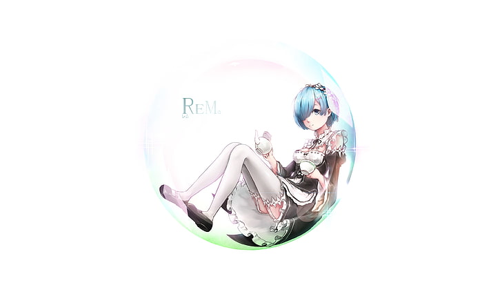 re zero starting life in another world, rem, coffee service, one eye, maid, Anime, HD wallpaper