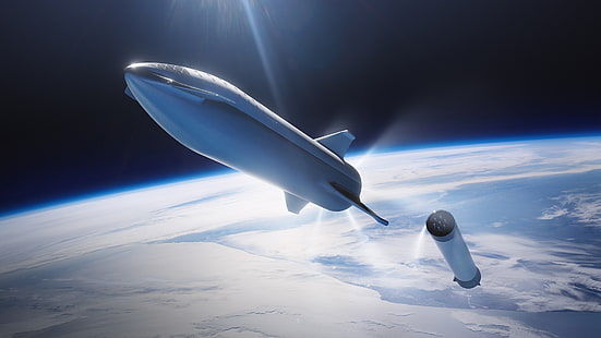 SpaceX, cohete, nave espacial, arte digital, arte espacial, espacio, Fondo de pantalla HD HD wallpaper
