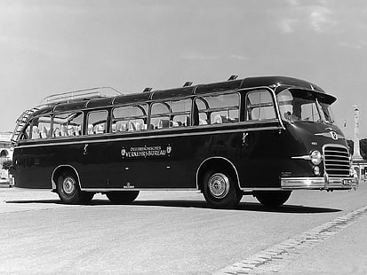 1955, автобус, ретро, ​​s10, полу, сетра, трактор, транспорт, HD тапет HD wallpaper