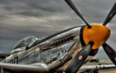 graues und orange Flugzeug, Luftfahrt, das Flugzeug, Mustang p51, HD-Hintergrundbild HD wallpaper
