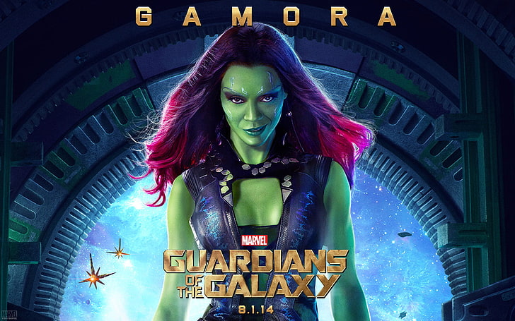 Cyfrowa tapeta Gamora, Gamora, Marvel Comics, Strażnicy Galaktyki, plakat filmowy, filmy, Tapety HD