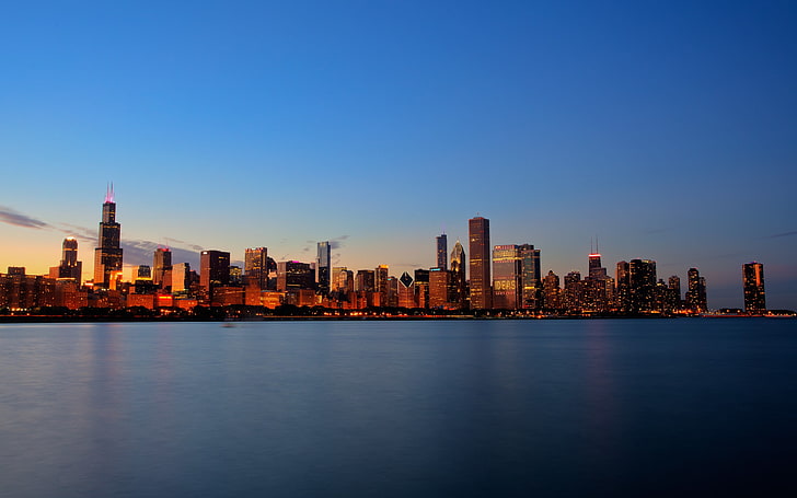 градски сгради, град, градски пейзаж, небостъргач, Чикаго, САЩ, HD тапет