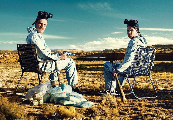 Aaron Paul, Breaking Bad, Bryan Cranston, Chair, Desert, Jesse Pinkman, HD  wallpaper | Wallpaperbetter