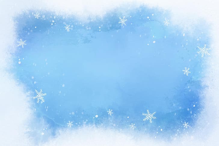 snow, snowflakes, background, christmas, blue, winter, snowy, frame, HD wallpaper