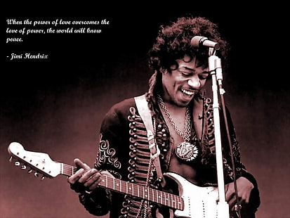 Foto di Jimi Hendrix, citazione, ispirazione, Jimi Hendrix, musicista, amore, chitarra elettrica, Sfondo HD HD wallpaper