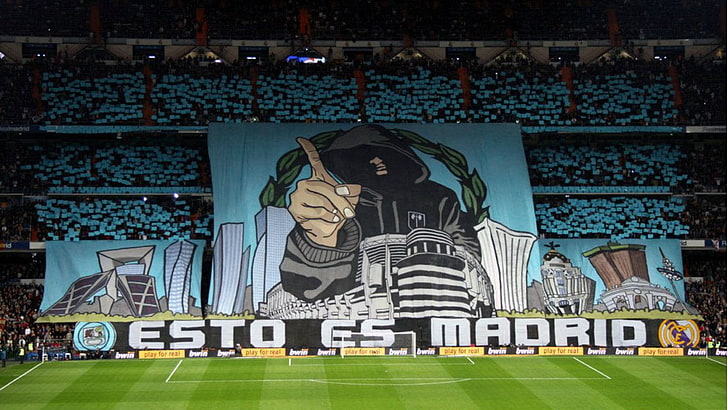 Malarstwo Esto Es Madrid, Real Madryt, kibice, stadion, piłka nożna, Tapety HD
