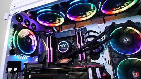RGB, водно охлаждане, Pc build, Nvidia, GeForce, Nvidia GTX, DDR4 RAM, HD тапет HD wallpaper