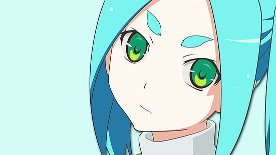 Minimalismus, Ononoki Yotsugi, Anime Girls, Anime, Monogatari-Serie, grüne Augen, HD-Hintergrundbild HD wallpaper
