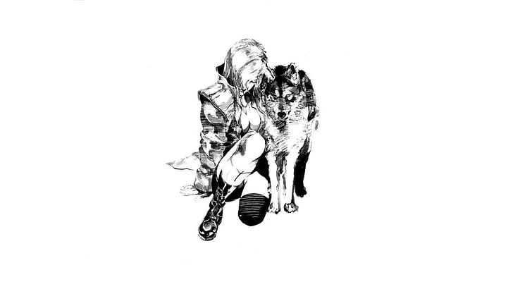 white and black skull print textile, Metal Gear, Sniper Wolf, Metal Gear Solid , video games, wolf, HD wallpaper