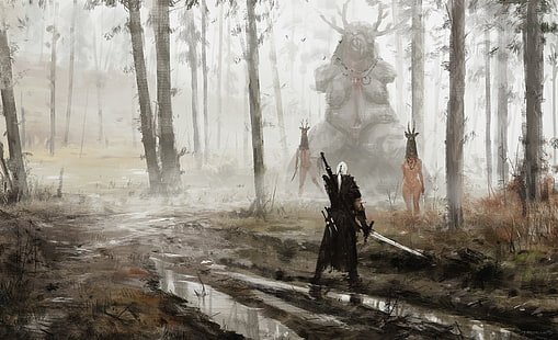 zrzut ekranu z gry wideo, Wiedźmin, Geralt z Rivii, Wiedźmin 3: Dziki Gon, Tapety HD HD wallpaper